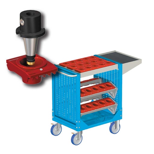 [025319] Carro porta herramientas CNC con 1 estante, 4 bandejas extraíbles y 1 cuadro de inserción - Dim.: 1077x508x880h mm - Azul ral 5012