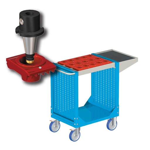 [025323] Carro porta herramientas CNC con 1 estante y 1 cuadro de inserción - Dim.: 1077x508x880h mm - Azul ral 5012