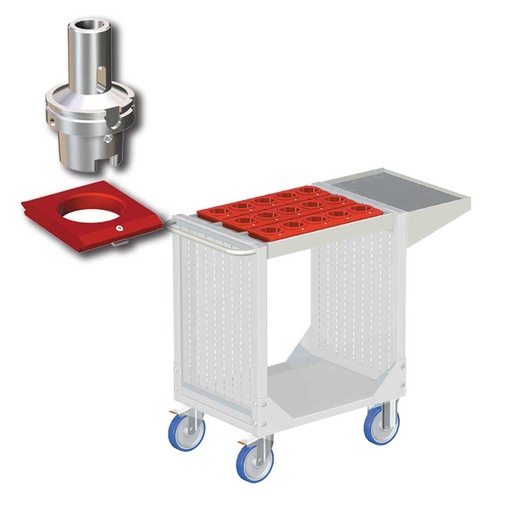 [025328] Carro porta herramientas CNC con 1 estante y 1 cuadro de inserción - Dim.: 1077x508x880h mm - Gris ral 7035