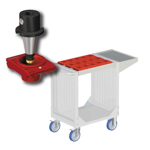 [025334] Carro porta herramientas CNC con 1 estante y 1 cuadro de inserción - Dim.: 1077x508x880h mm - Gris ral 7035