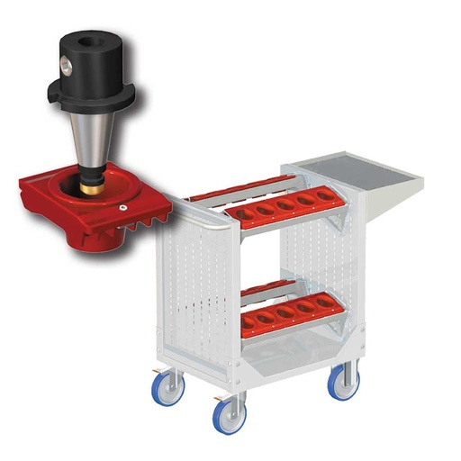 [025338] Carro porta herramientas CNC con 1 estante y 4 bandejas extraíbles - Dim.: 1077x508x880h mm - Gris ral 7035