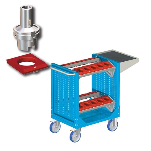 [025341] Carro porta herramientas CNC con 1 estante y 4 bandejas extraíbles - Dim.: 1077x508x880h mm - Azul ral 5012