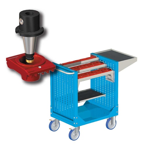 [025351] Carro porta herramientas CNC con 2 estantes y 3 bandejas extraíbles - Dim.: 1077x508x880h mm - Azul ral 5012