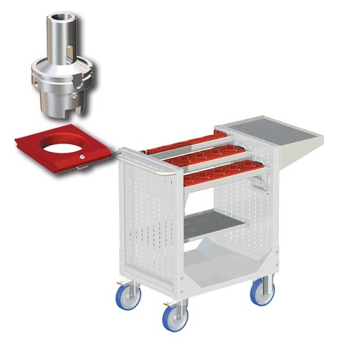 [025354] Carro porta herramientas CNC con 2 estantes y 3 bandejas extraíbles - Dim.: 1077x508x880h mm - Gris ral 7035