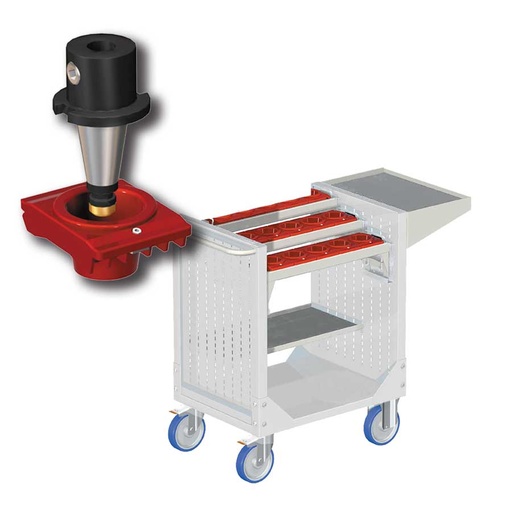 [025360] Carro porta herramientas CNC con 2 estantes y 3 bandejas extraíbles - Dim.: 1077x508x880h mm - Gris ral 7035