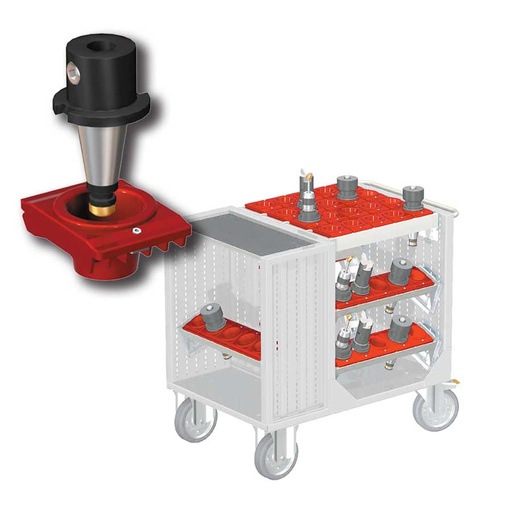 [025376] Carro porta herramientas CNC con 1 estante, 5 bandejas extraíbles y 1 cuadro de inserción - Dim.: 1080x692x970h mm - Gris ral 7035