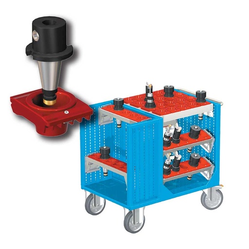 [025393] Carro porta herramientas CNC con 6 bandejas extraíbles y 1 cuadro de inserción - Dim.: 1080x692x970h mm - Azul ral 5012