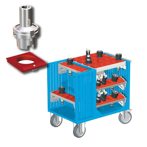 [025395] Carro porta herramientas CNC con 6 bandejas extraíbles y 1 cuadro de inserción - Dim.: 1080x692x970h mm - Azul ral 5012