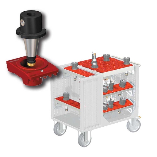 [025404] Carro porta herramientas CNC con 6 bandejas extraíbles y 1 cuadro de inserción - Dim.: 1080x692x970h mm - Gris ral 7035