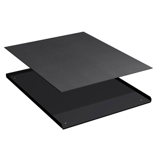 [025606] Encimera metálica con 3 rebordes y recubrimiento de caucho - Dim.: 564x725x20h mm - Negro