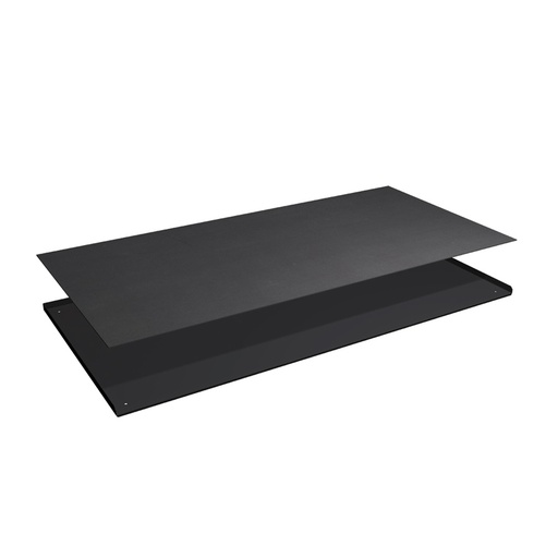 [025613] Encimera metálica con 3 rebordes y recubrimiento de caucho - Dim.: 1431x725x30h mm - Negro