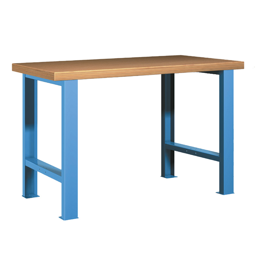 [025701] Banco de trabajo para taller estándar - Dim.: 1250x750x840h mm - Encimera Multiplex, 2 patas - Azul ral 5012