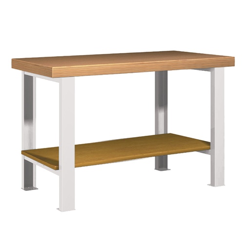 [025720] Banco de trabajo para taller estándar - Dim.: 1250x750x850h mm - Encimera Multiplex, 2 patas, 1 estante inferior - Gris ral 7035