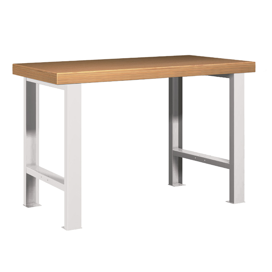 [025722] Banco de trabajo para taller estándar - Dim.: 1250x750x850h mm - Encimera Multiplex, 2 patas - Gris ral 7035