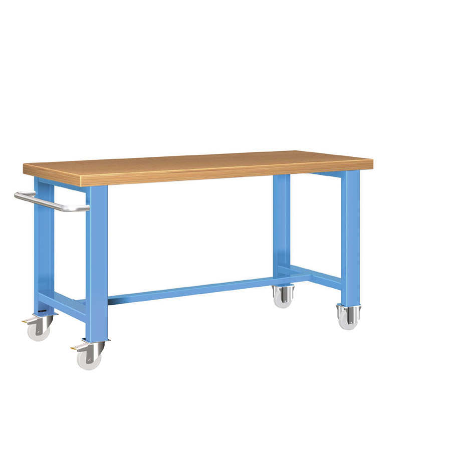 [025799] Banco de trabajo estándar móvil - Dim.: 1500x750x840h mm - Multiplex, 1 tirador y 4 ruedas - Azul ral 5012