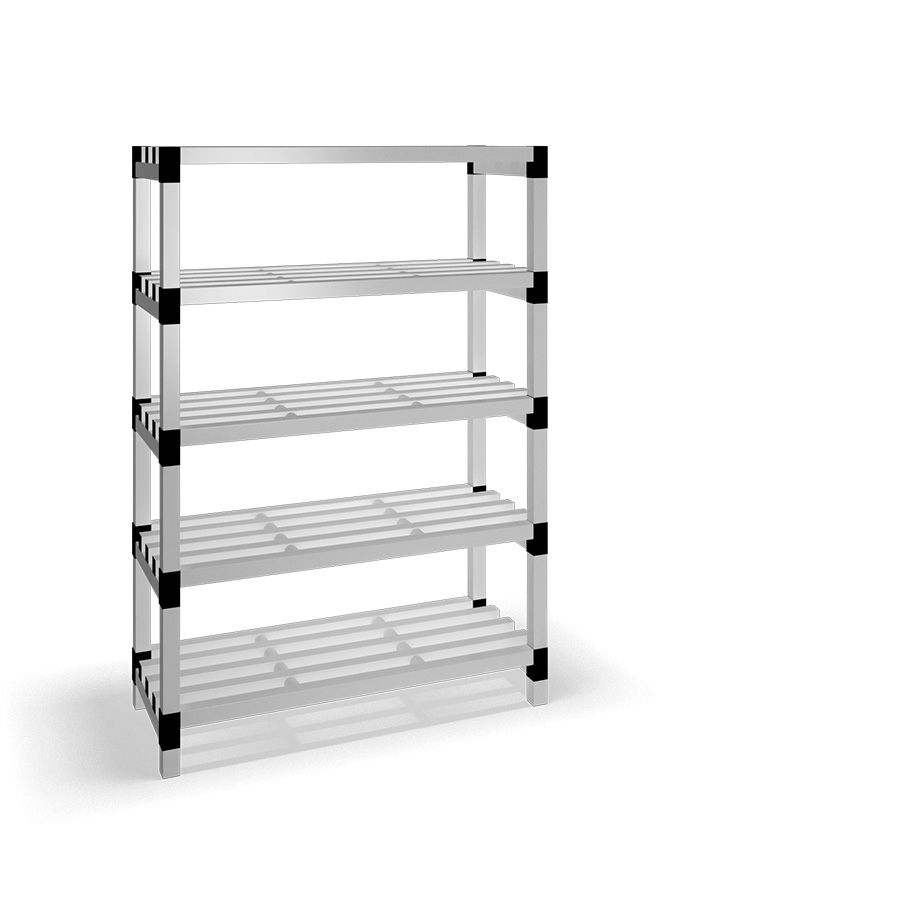 [030028] Estantería de plástico modular con 5 estantes alistonados - Dim.: 1200x500x1745h mm - Gris claro