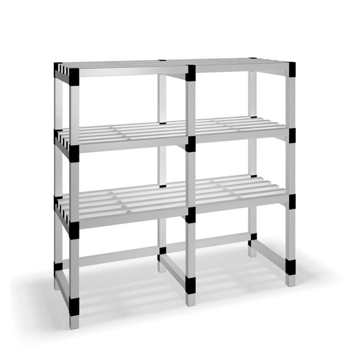 [030041] Estantería de plástico modular con 3 estantes alistonados - Dim.: 1500x600x1500h mm - Gris claro