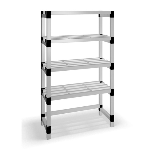 [030044] Estantería de plástico modular con 4 estantes alistonados - Dim.: 1000x500x1745h mm - Gris claro