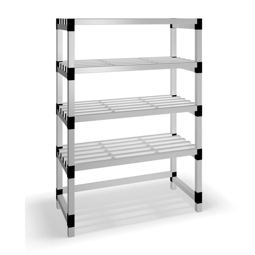 [030047] Estantería de plástico modular con 4 estantes alistonados - Dim.: 1200x600x1745h mm - Gris claro