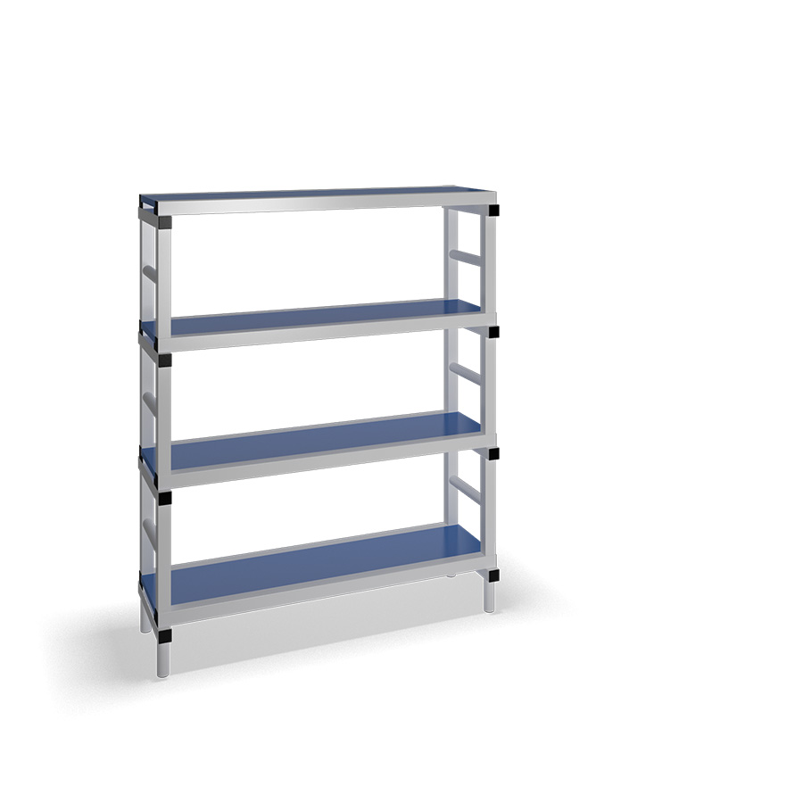 [030054] Estantería de plástico plegable con 4 estantes lisos - Dim.: 1200x400x1500h mm - Gris claro