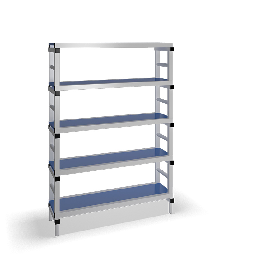 [030074] Estantería de plástico plegable con 5 estantes lisos - Dim.: 1200x400x1745h mm - Gris claro