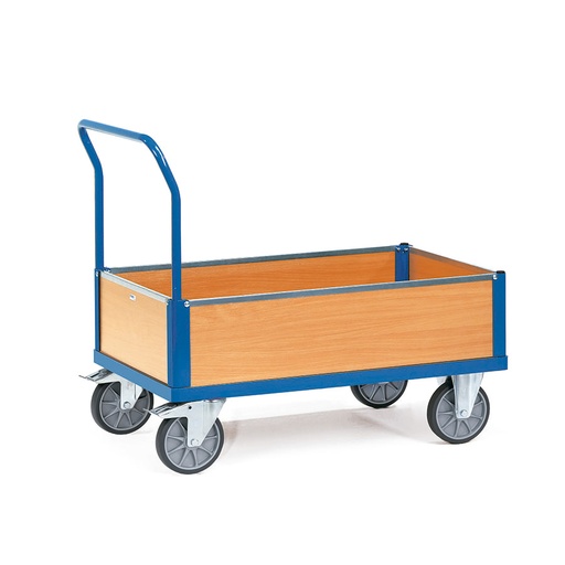 [039147] Carro de plataforma de madera con 4 paredes de madera 250h mm - Dim. plataforma de madera 1.200 x 800 mm - Azul Ral 5007