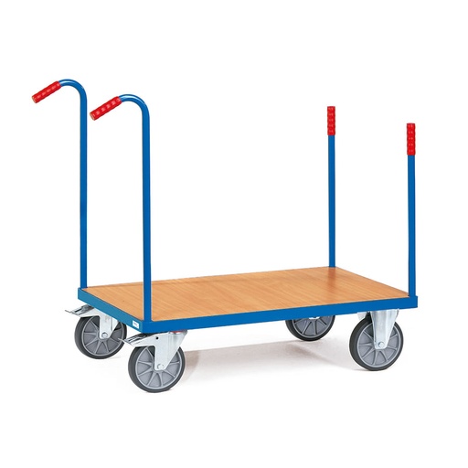 [039152] Carro de plataforma de madera con 4 tiradores - Dim. plataforma de madera 1.000 x 700 mm - Azul Ral 5007