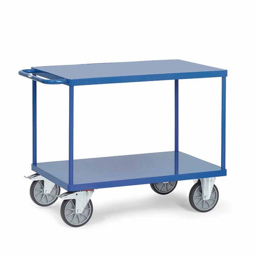 [039173] Carro de transporte para taller con 2 estantes fijos de acero - Dim. plataforma 850 x 500 mm - Azul ral 5007