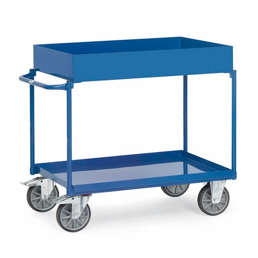 [039194] Carro de taller con estante metálico con reborde tipo bandeja - Dim. plataforma 1000x700 mm - Azul ral 5007