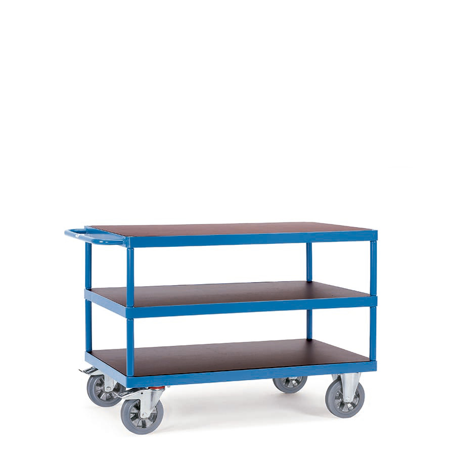 [039201] Carro de gran carga con plataforma y 2 estantes fijos - Capacidad 1200 kg - Dim. plataforma 2.000x800 mm - Azul ral 5007