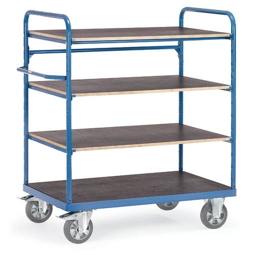 [039218] Carro de gran carga con plataforma y 4 estantes fijos - Capacidad 1200 kg - Dim. plataforma 1.200x800 mm - Azul ral 5007