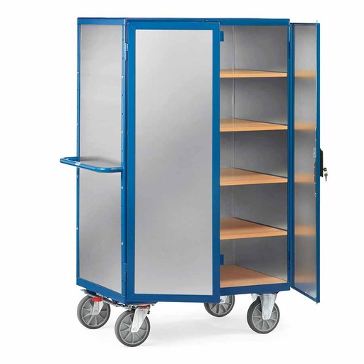 [039237] Carro protegido con paredes de aluminio y 2 puertas batientes - Dim. plataforma 1.200x780 mm - Azul ral 5007