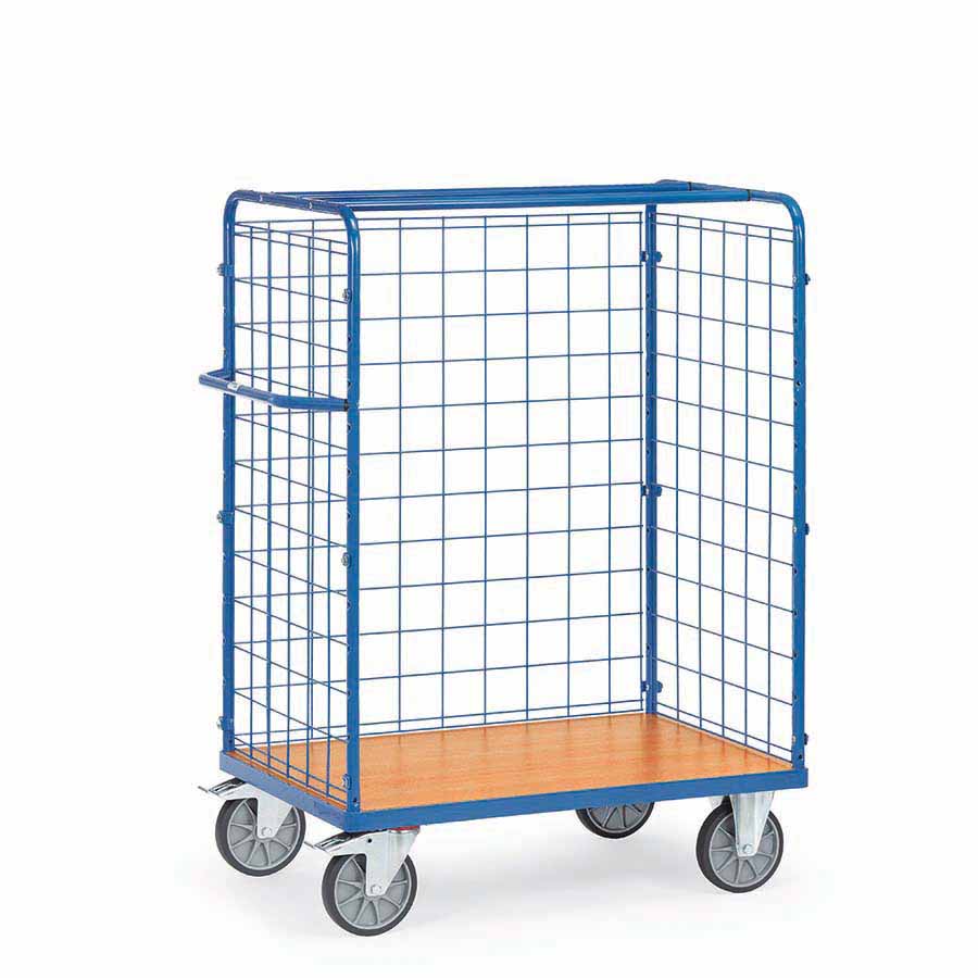 [039293] Carro de acero para picking con paredes de malla sin estantes - Dim. plataforma 1.000 x 600 mm - Azul ral 5007