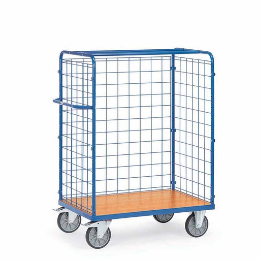 [039293] Carro de acero para picking con paredes de malla sin estantes - Dim. plataforma 1.000 x 600 mm - Azul ral 5007