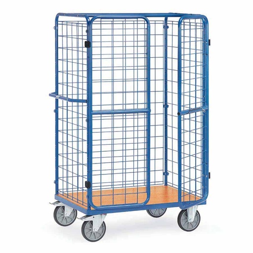 [039307] Carro de acero para picking con paredes de malla y puertas -  Dim. plataforma 1.000 x 700 mm - Azul ral 5007