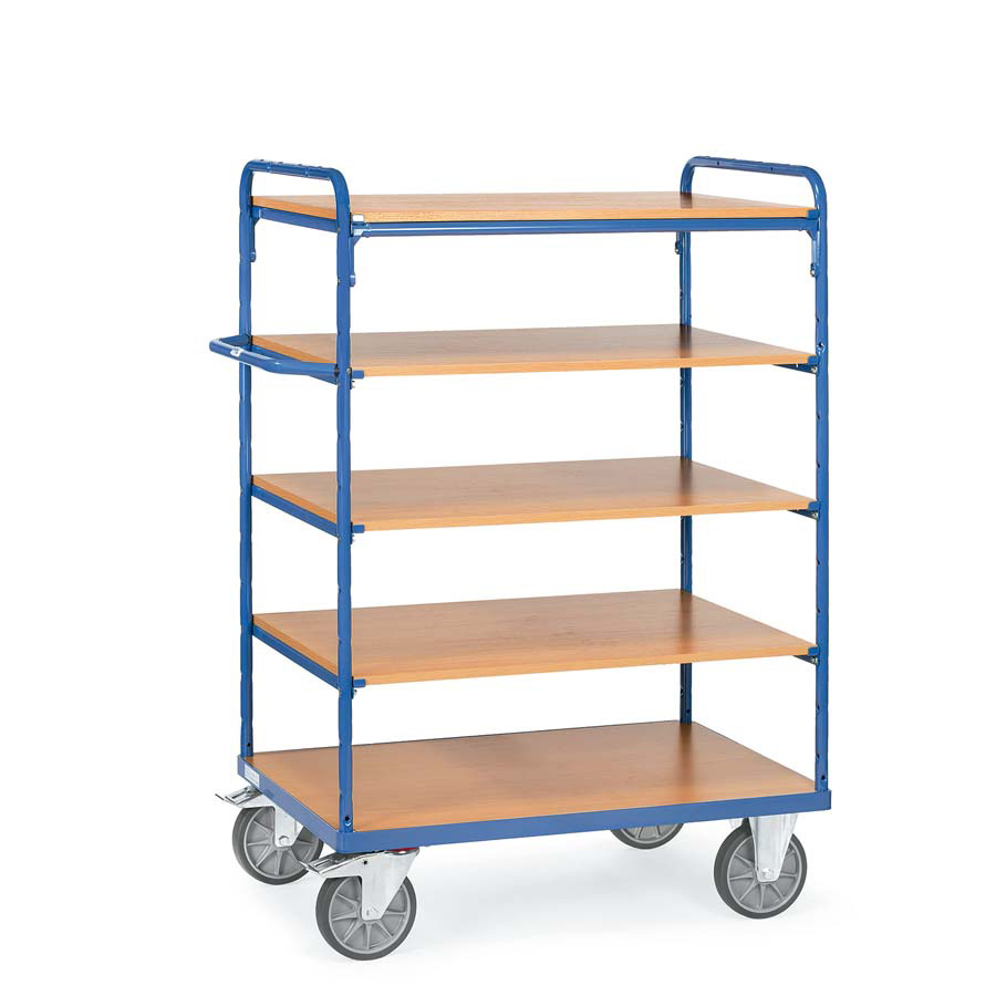 [039330] Carro para picking y distribución sin paredes con 5 estantes - Dim. plataforma: 1000x700 mm - Azul ral 5007