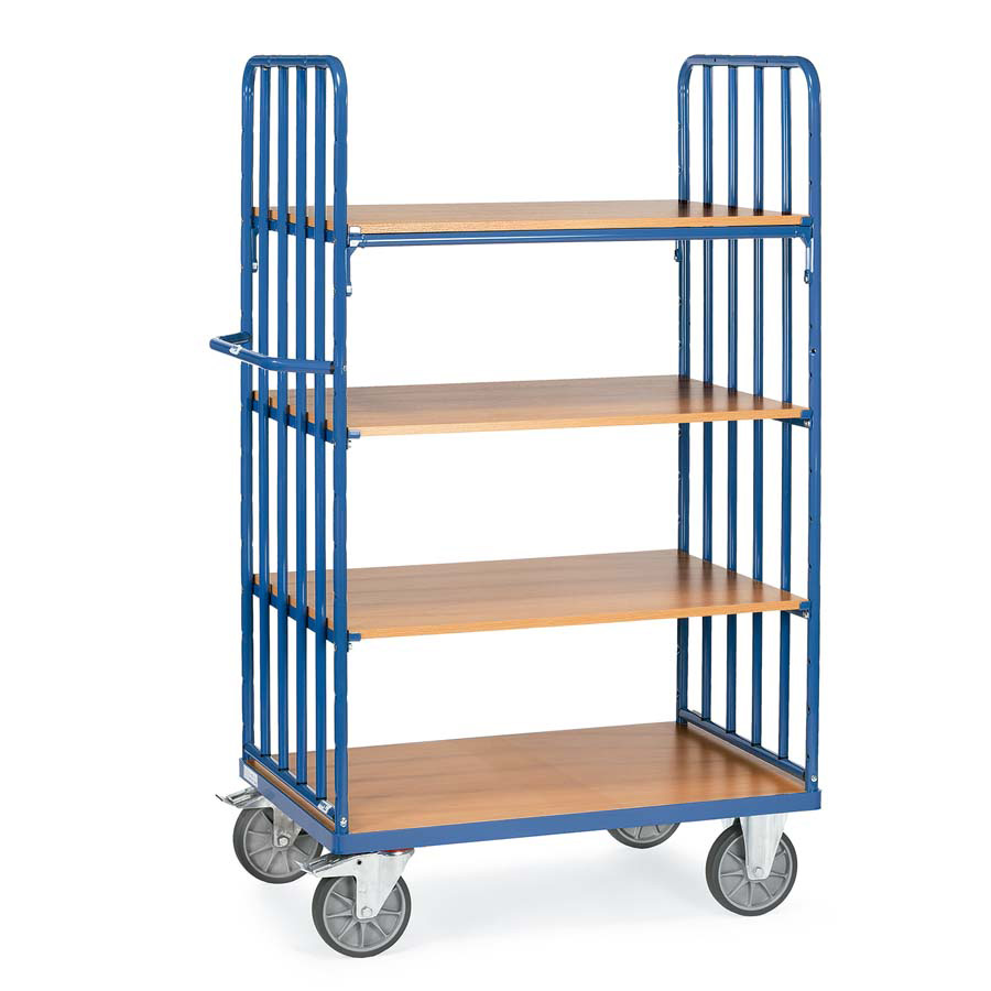 [039334] Carro para picking con paredes tubulares y 3 estantes - Dim. plataforma: 1000x700 mm - Azul ral 5007