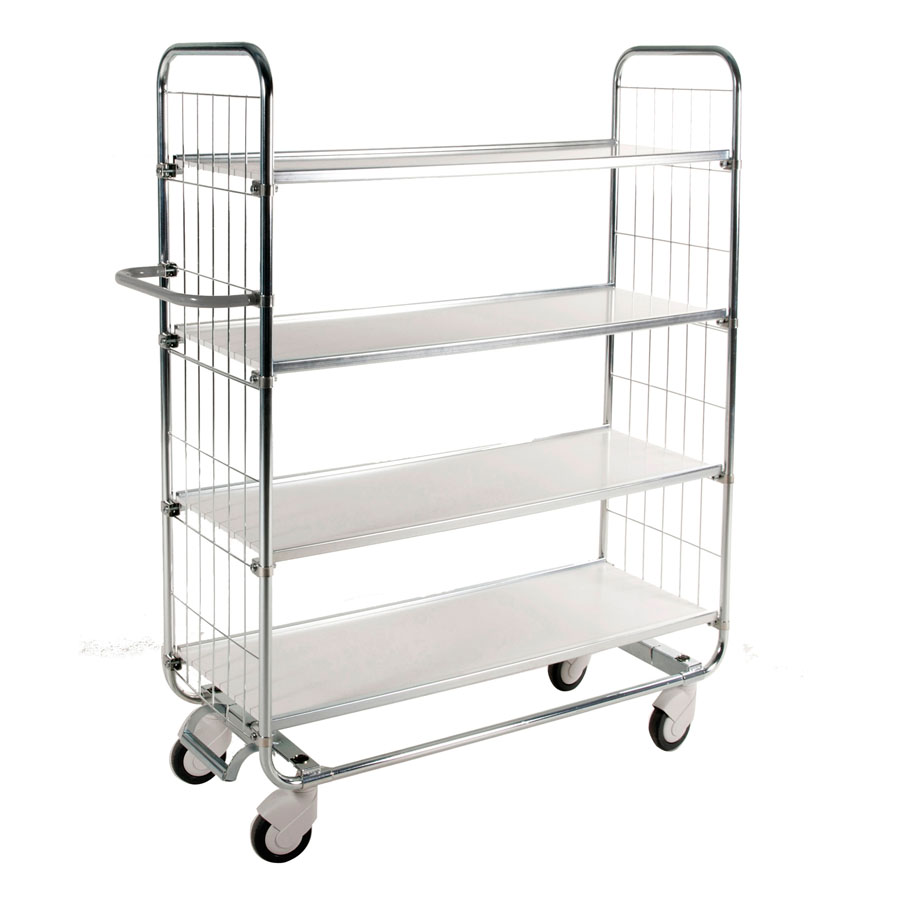 [039370] Carro para picking con freno central, estantes y tirador regulables - Dim.: 1395x470x1590h mm - Acero cincado