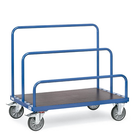 [039466] Carro metálico manual para tableros, tablas y paneles - Dim. plataforma 1600x800 mm - Azul ral 5007 (barras divisorias no incluidas)