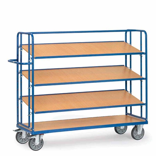 [039578] Carro porta cajas Eurobox con estantes de madera (sin cajas) - Dim. plataforma 1250 x 610 mm - Azul ral 5007