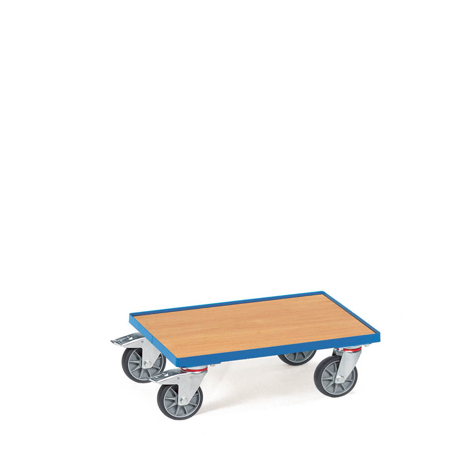 [039655] Base rodante con plataforma de madera - Dim. plataforma 610 x 410 mm - Azul Ral 5007