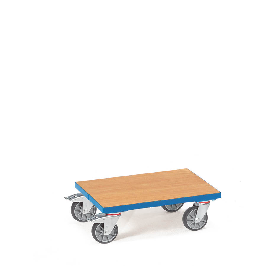 [039656] Base rodante con plataforma de madera - Dim. plataforma 610 x 410 mm - Azul Ral 5007