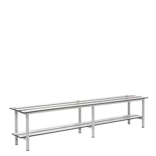 [039909] Banqueta para vestuario de acero con asiento fenólico y estante inferior - Dim.: 2000x370x430h mm - Gris claro / inoxidable